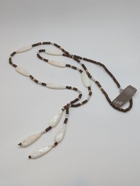 J. Jill White Shell Long Beaded Boho Necklace NWT $49